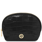 Trousse de toilette femme VERA en cuir effet croco
