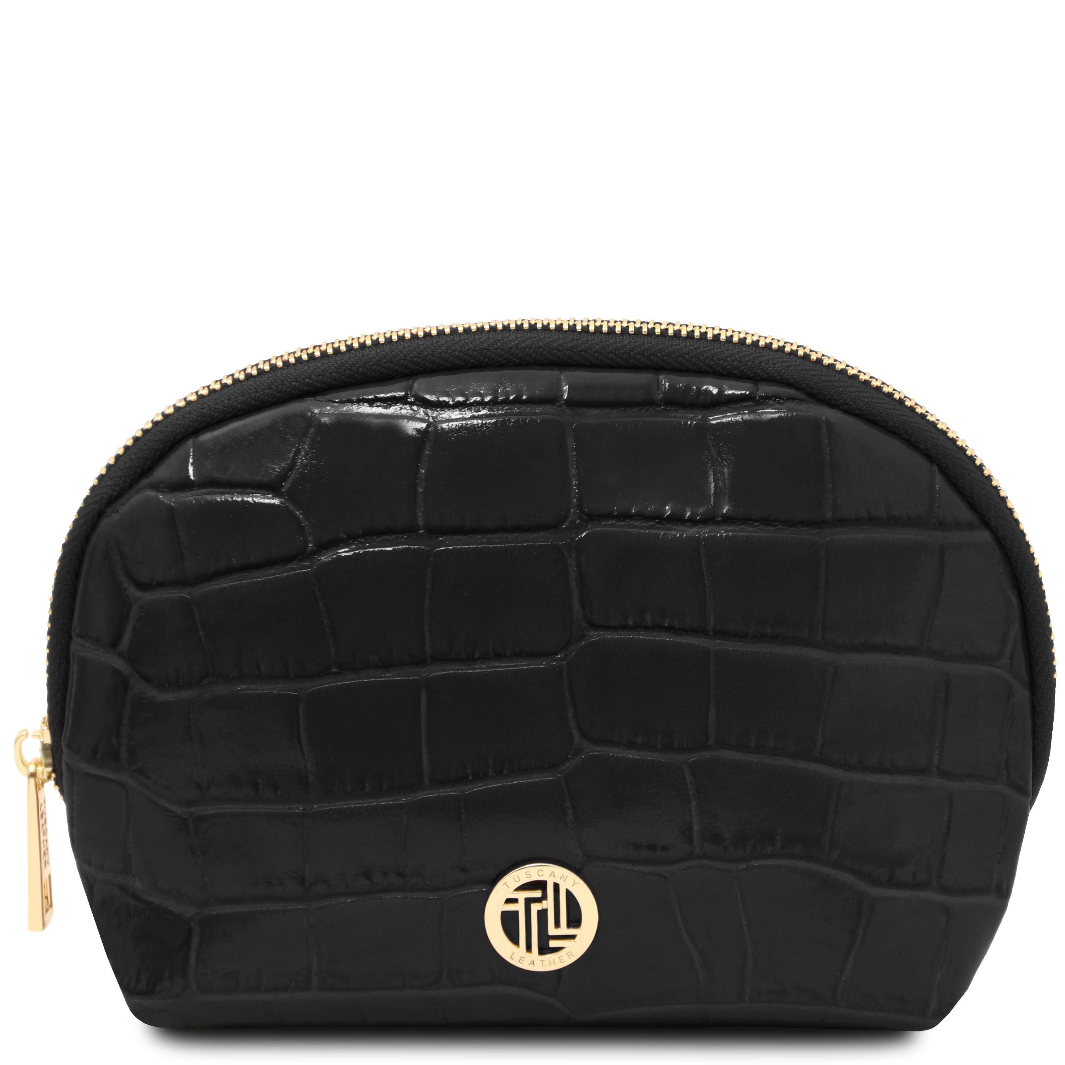 Trousse de toilette femme VERA en cuir effet croco