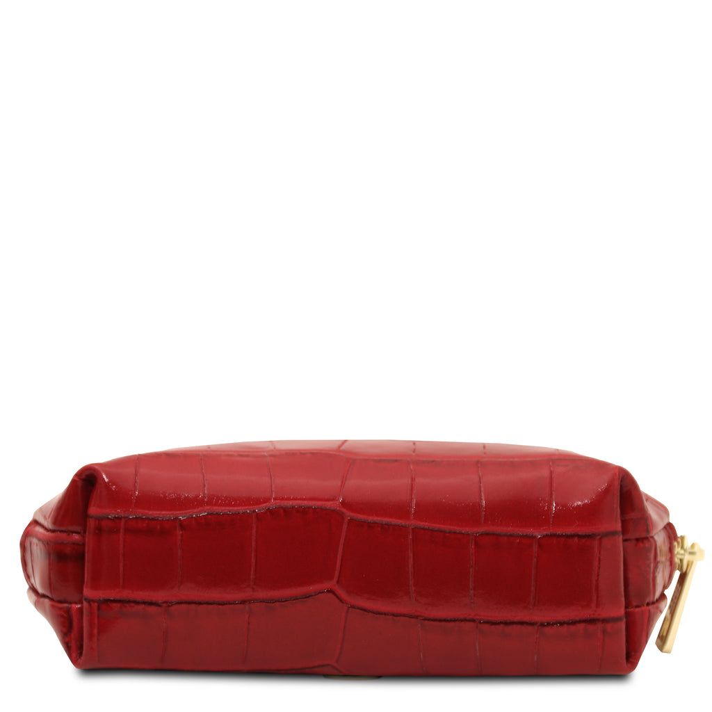 Trousse de toilette femme VERA en cuir effet croco