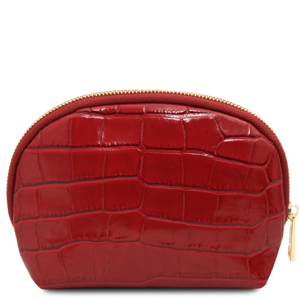 Trousse de toilette femme VERA en cuir effet croco