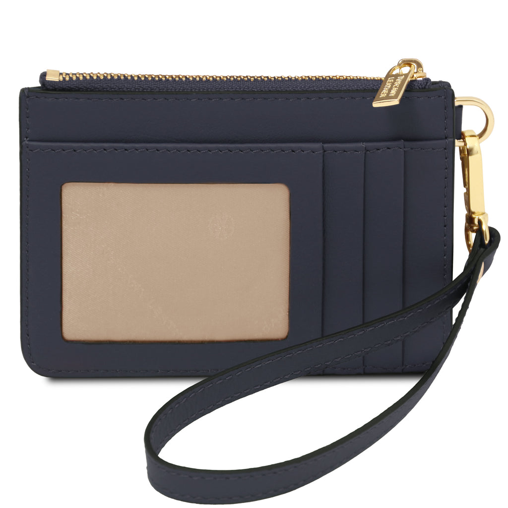 Porte-cartes femme VITA en cuir pleine fleur avec dragonne