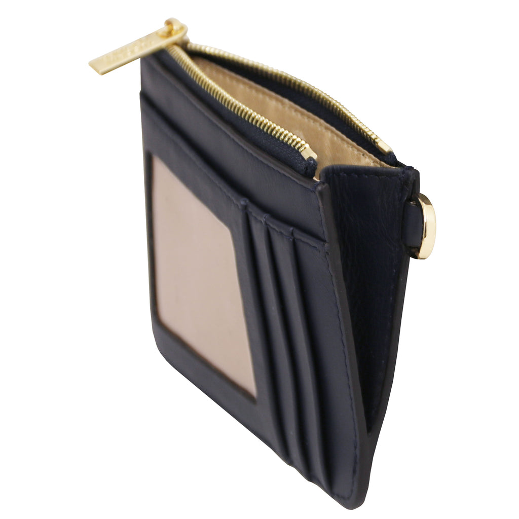 Porte-cartes femme VITA en cuir pleine fleur avec dragonne