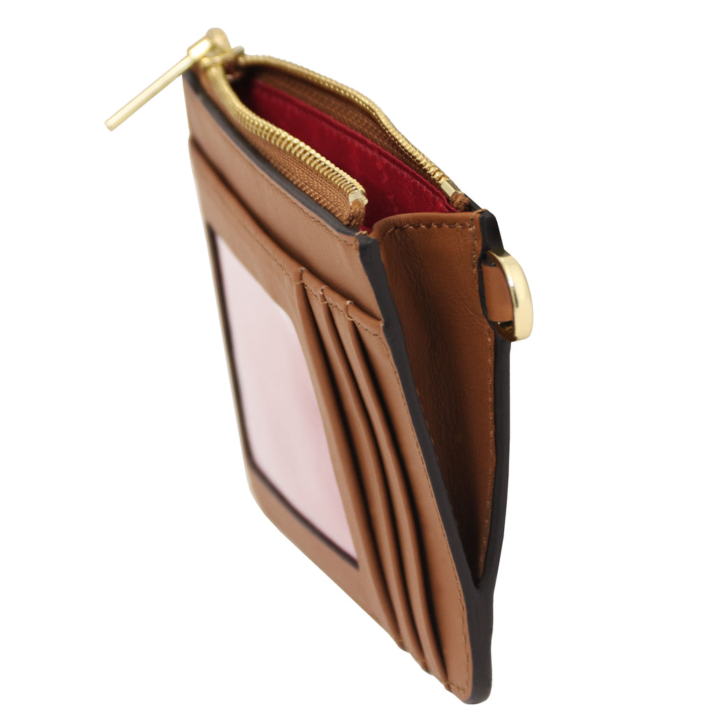 Porte-cartes femme VITA en cuir pleine fleur avec dragonne