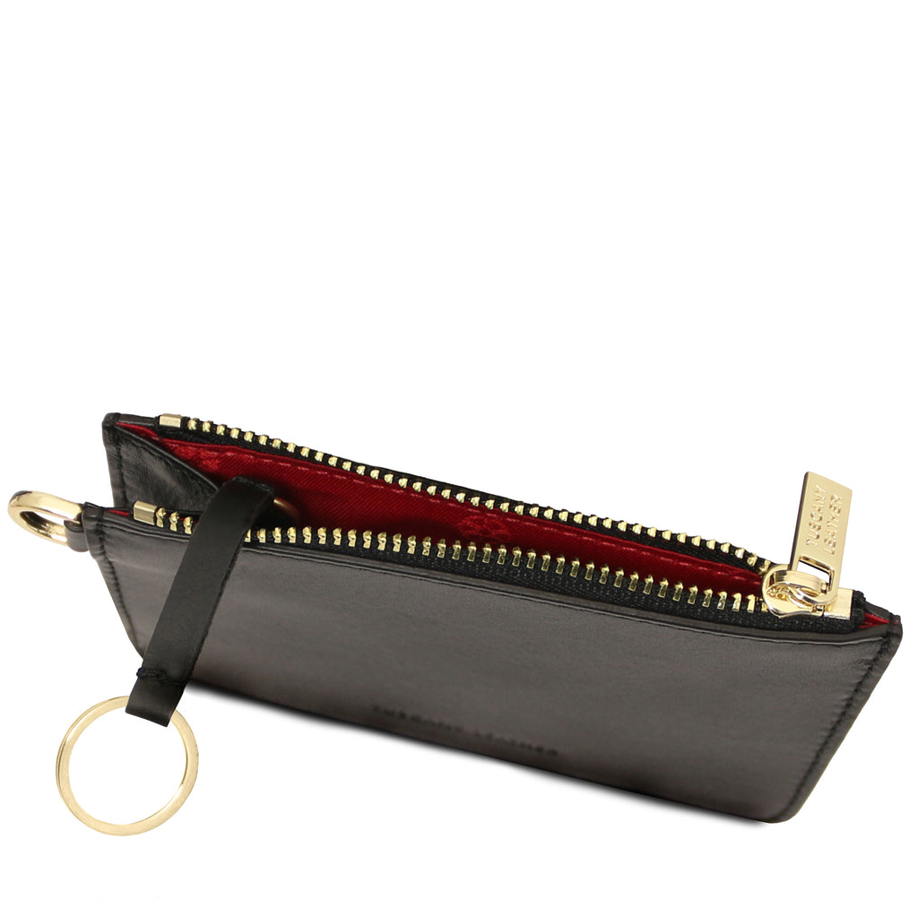 Porte-cartes femme VITA en cuir pleine fleur avec dragonne