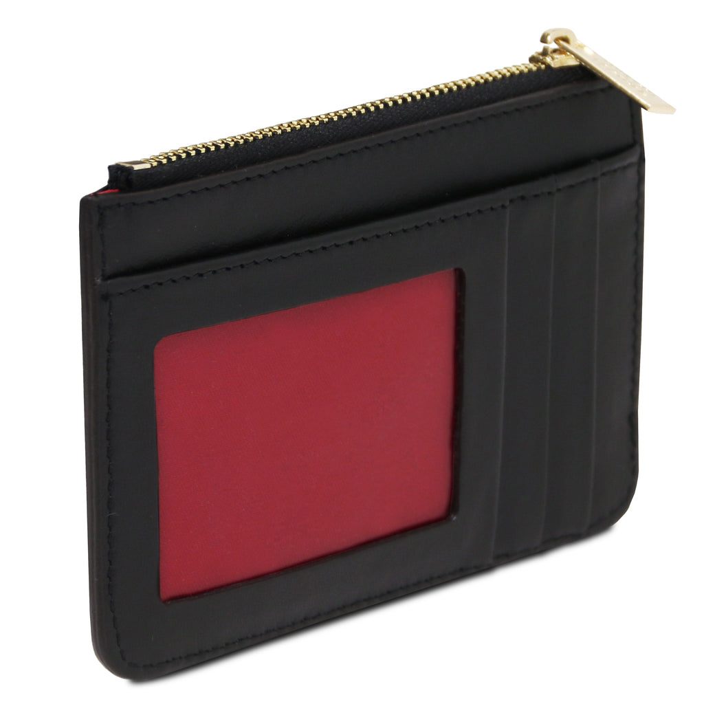 Porte-cartes femme VITA en cuir pleine fleur avec dragonne