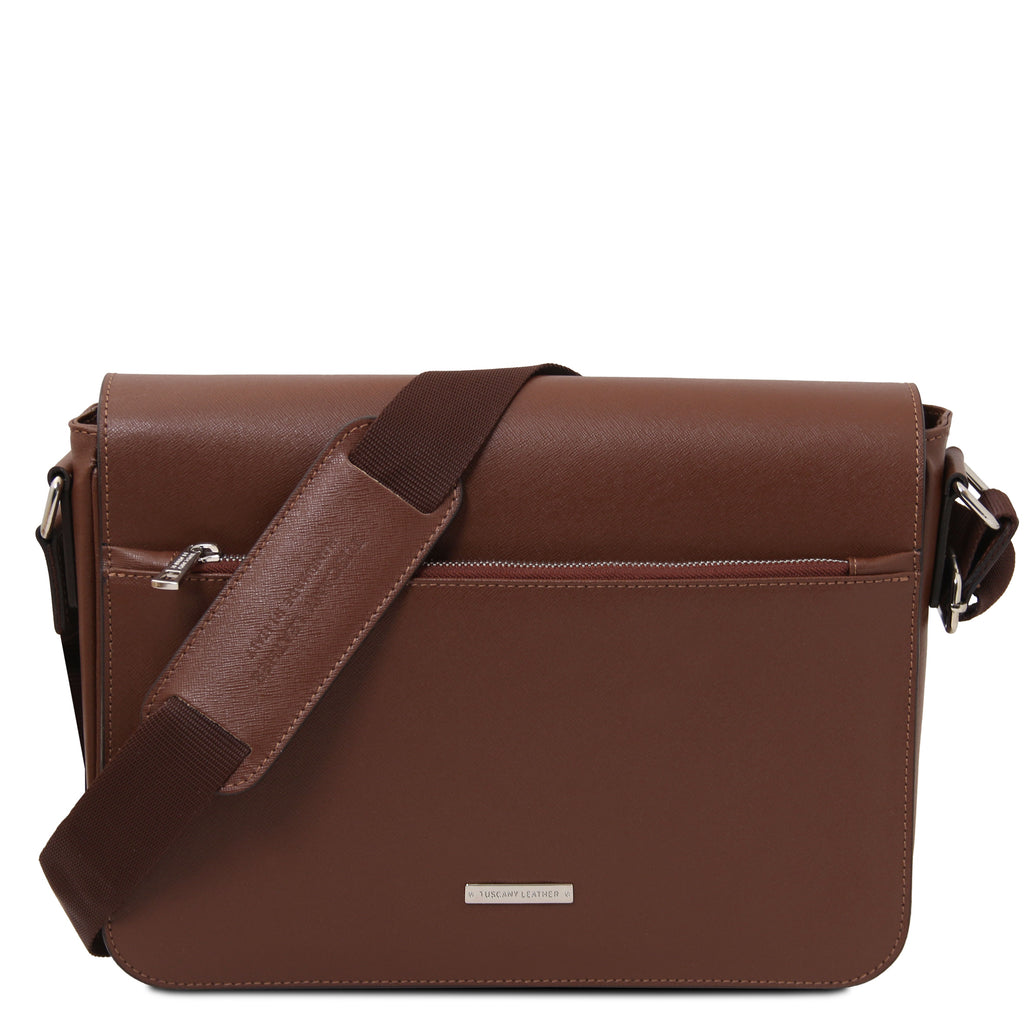 Sac messenger homme cuir Saffiano A4 2 compartiments TORINO