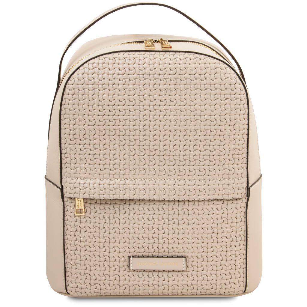 Sac à dos femme DEDALO en cuir véritable imprimé effet tressé