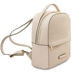 Sac à dos femme DEDALO en cuir véritable imprimé effet tressé