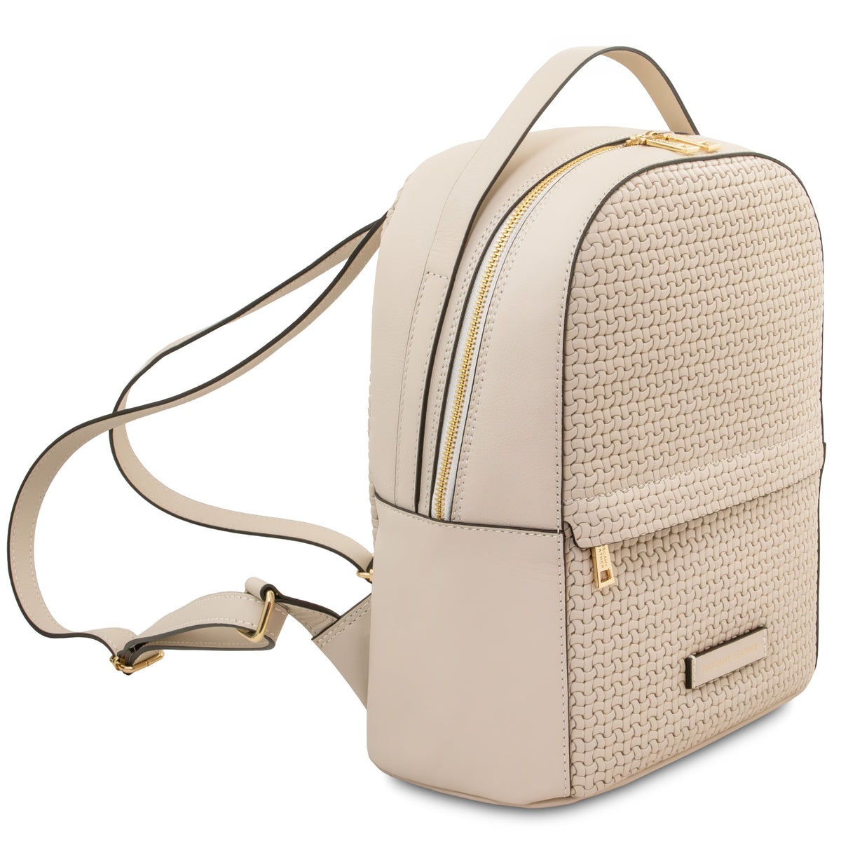 Sac à dos femme DEDALO en cuir véritable imprimé effet tressé