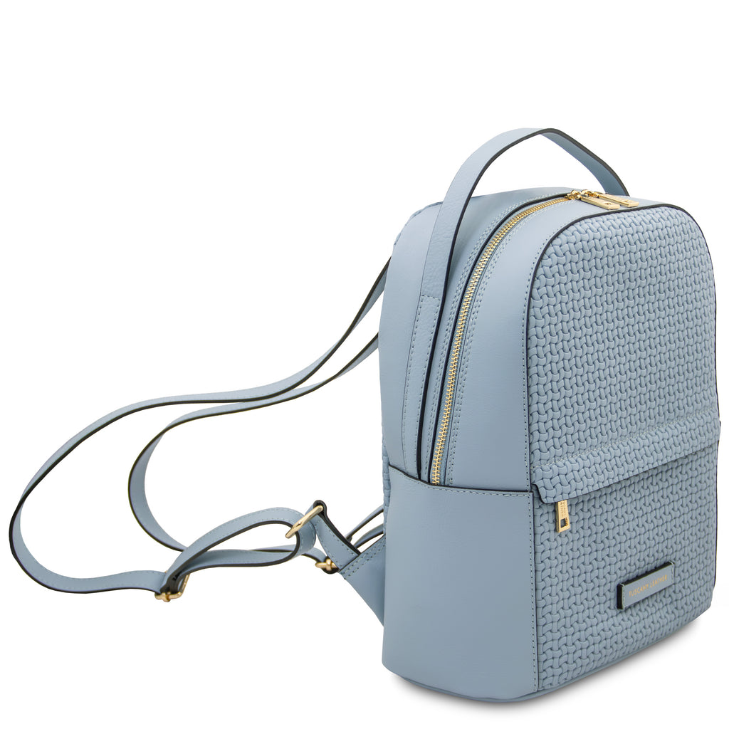 Sac à dos femme DEDALO en cuir véritable imprimé effet tressé