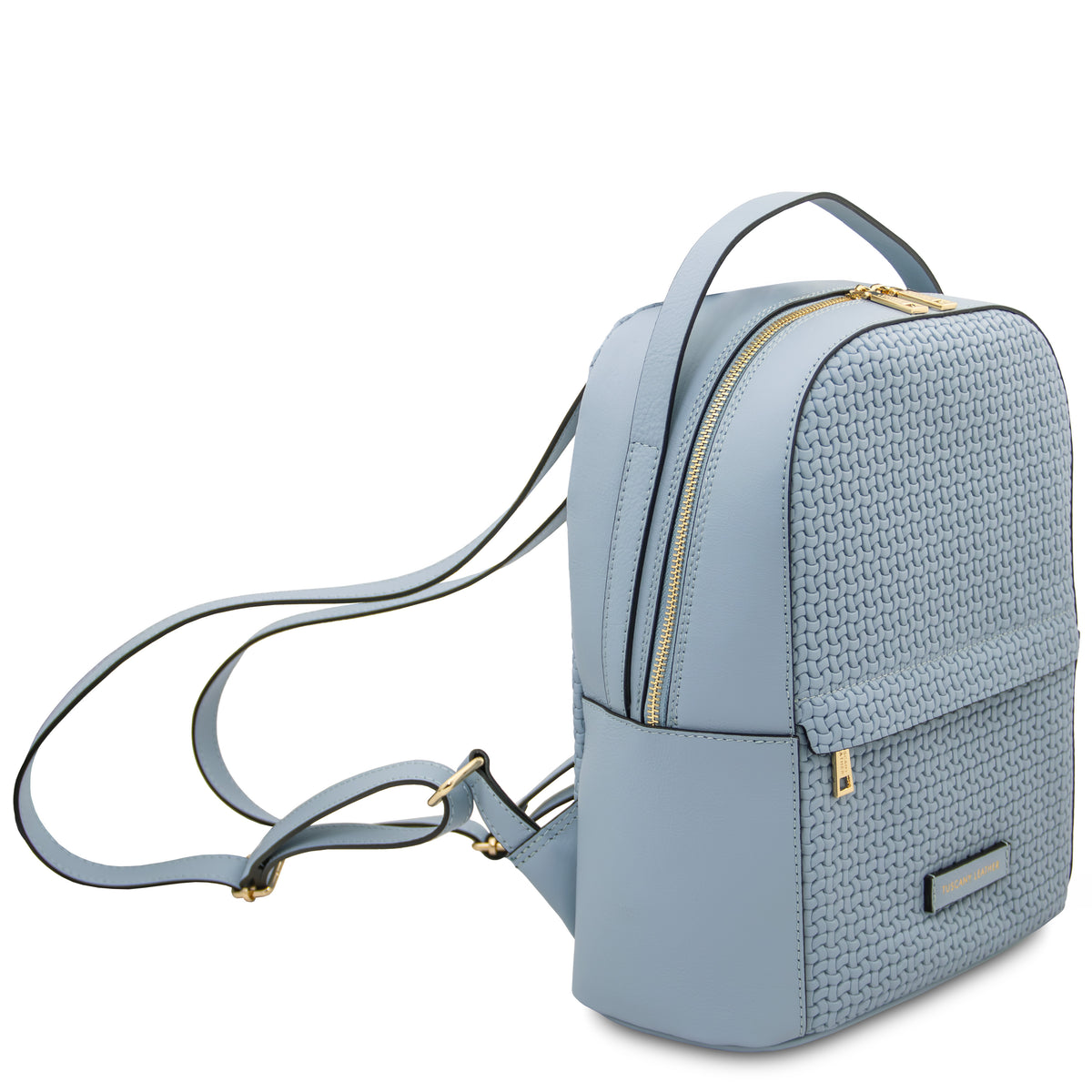 Sac à dos femme DEDALO en cuir véritable imprimé effet tressé