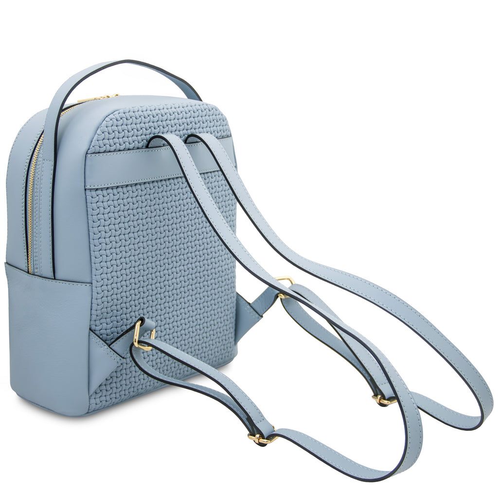 Sac à dos femme DEDALO en cuir véritable imprimé effet tressé