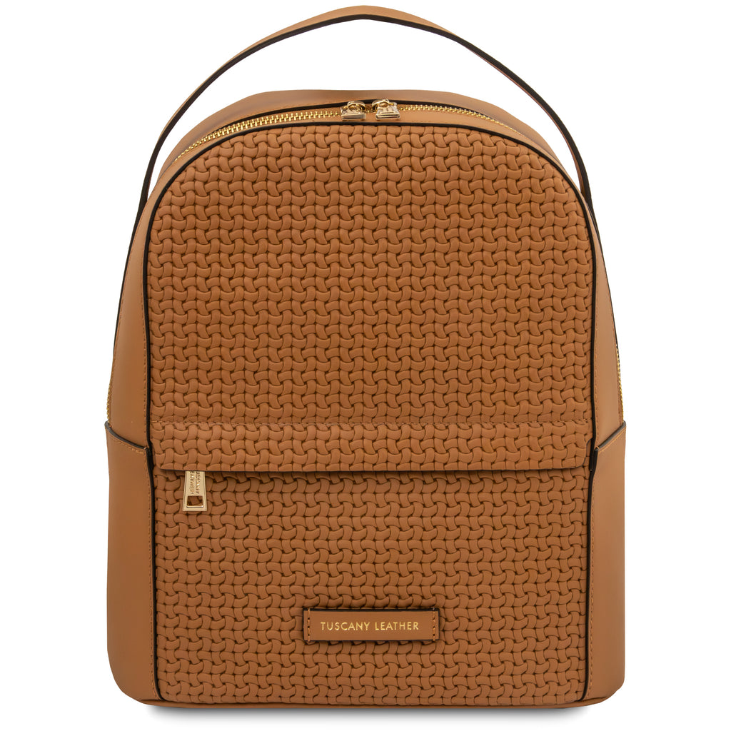 Sac à dos femme DEDALO en cuir véritable imprimé effet tressé