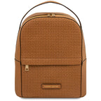 Sac à dos femme DEDALO en cuir véritable imprimé effet tressé