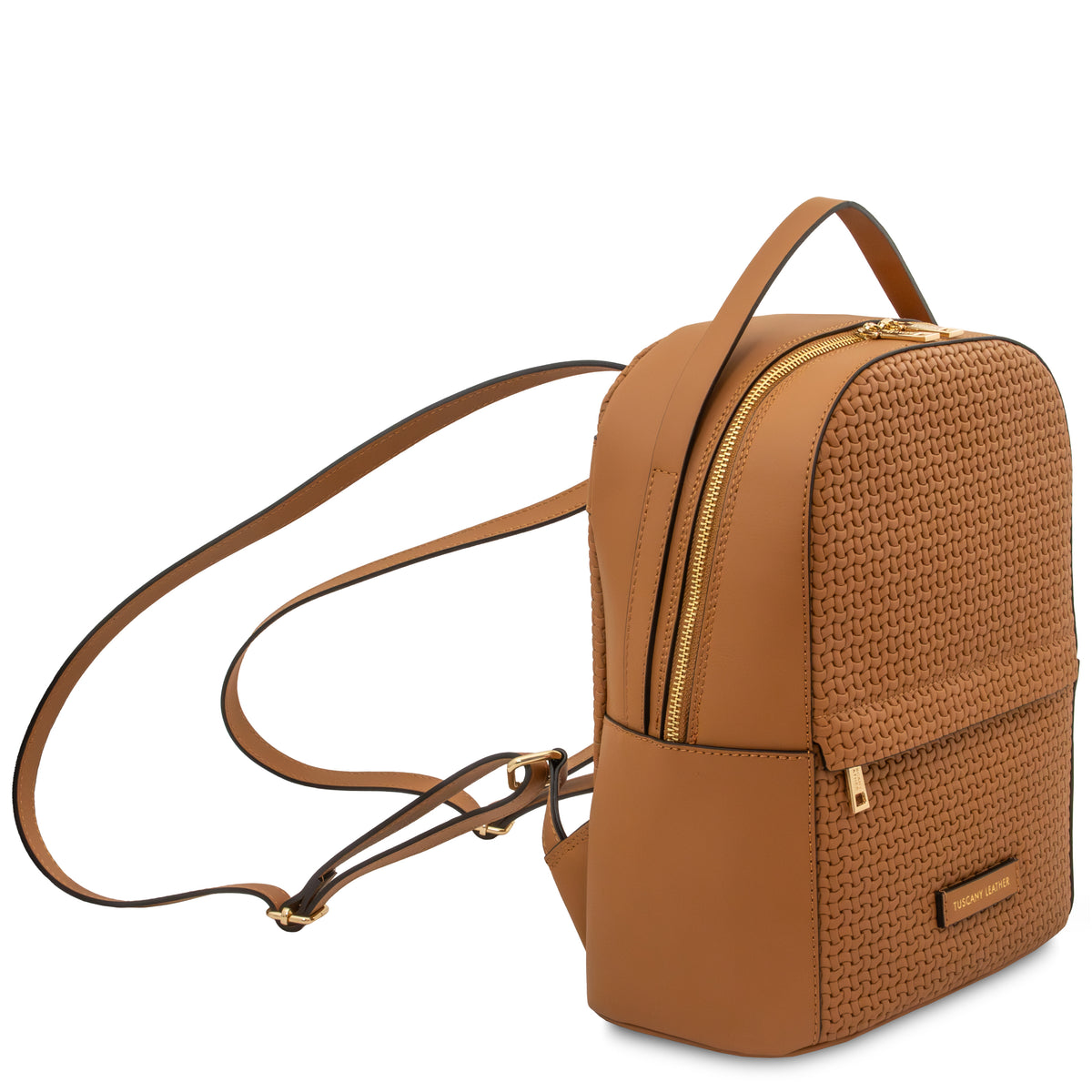 Sac à dos femme DEDALO en cuir véritable imprimé effet tressé