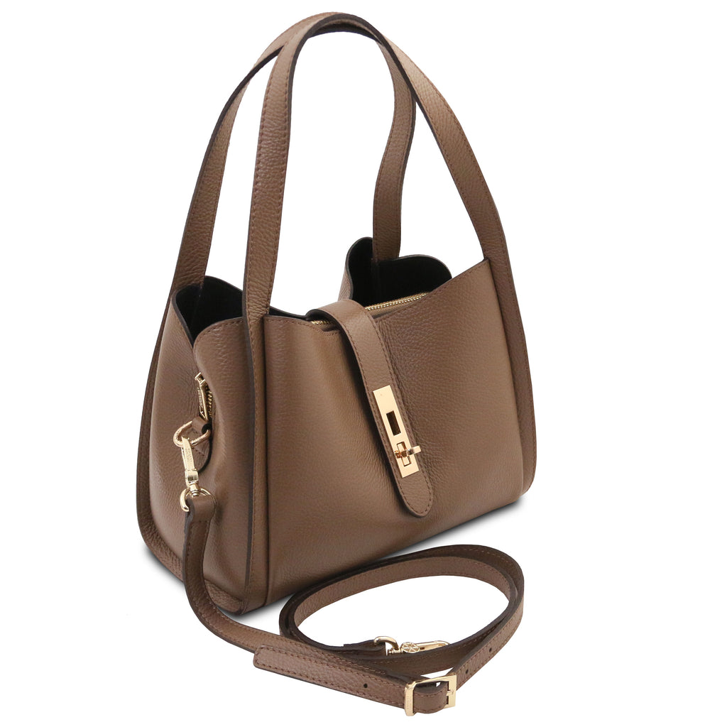 Sac à main femme SOAVE en cuir véritable souple à double poignée