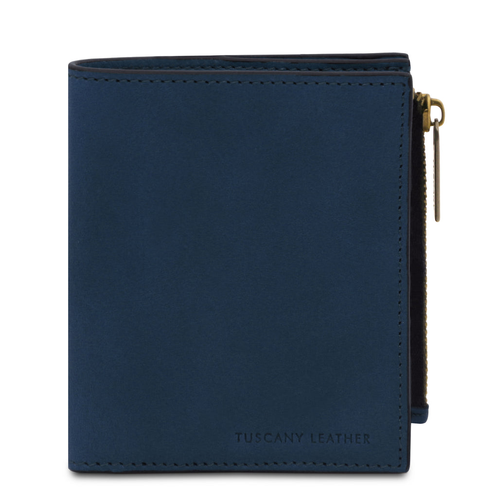 Portefeuille compact unisexe PRIMO en cuir pleine fleur