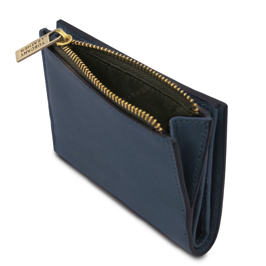 Portefeuille compact unisexe PRIMO en cuir pleine fleur
