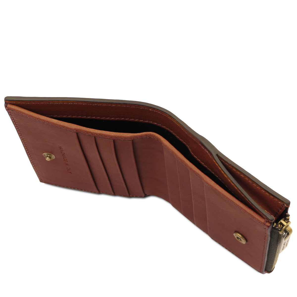 Portefeuille compact unisexe PRIMO en cuir pleine fleur
