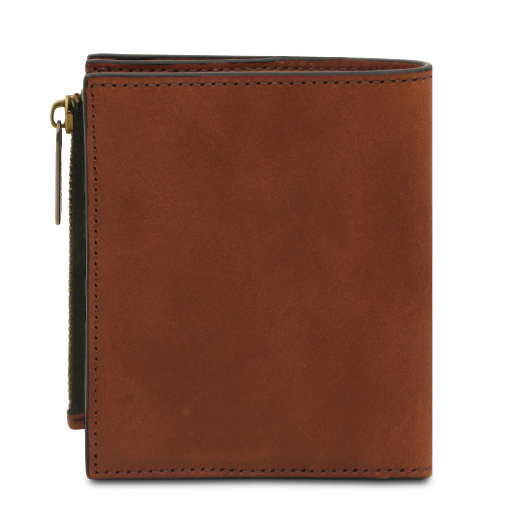 Portefeuille compact unisexe PRIMO en cuir pleine fleur