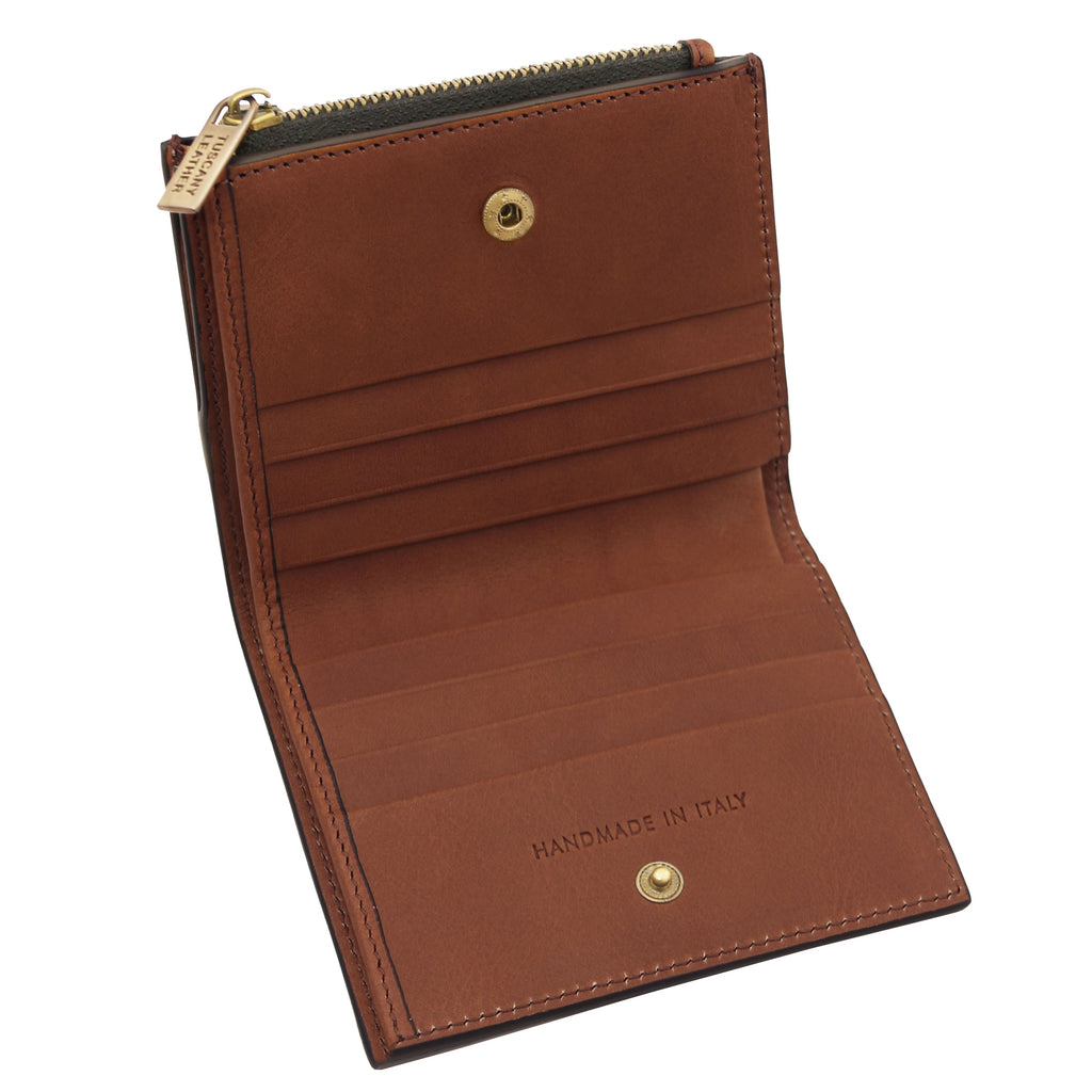 Portefeuille compact unisexe PRIMO en cuir pleine fleur