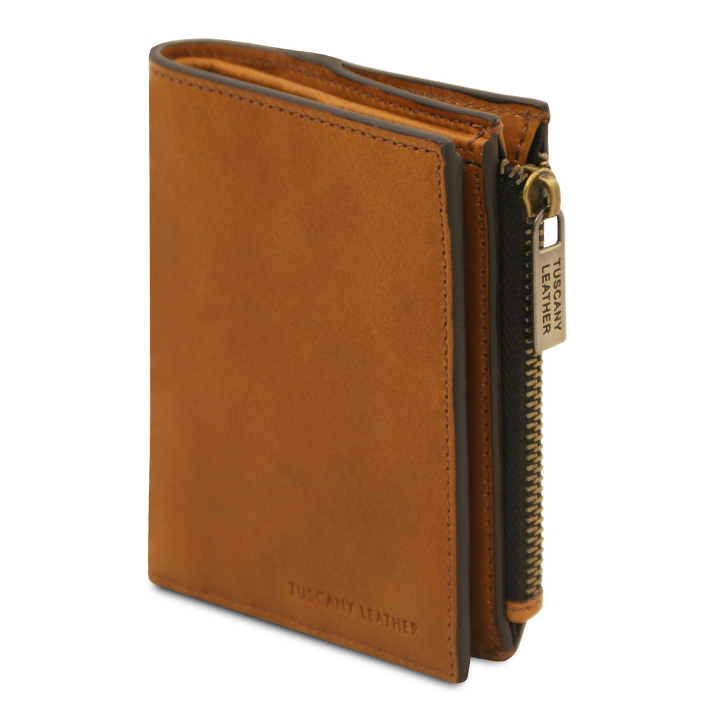 Portefeuille compact unisexe PRIMO en cuir pleine fleur