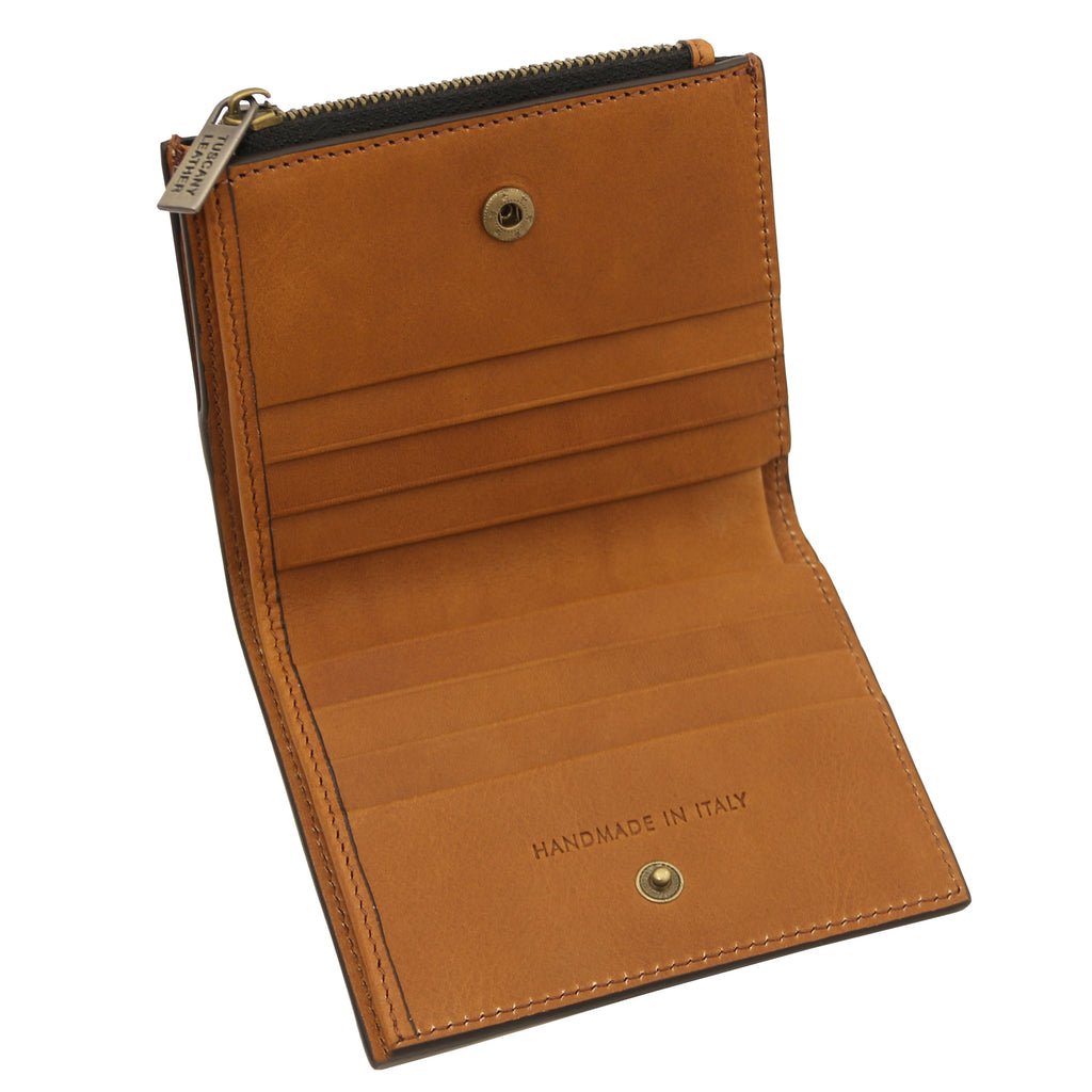 Portefeuille compact unisexe PRIMO en cuir pleine fleur