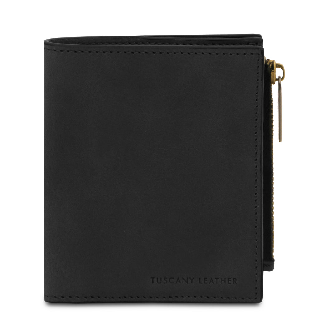 Portefeuille compact unisexe PRIMO en cuir pleine fleur