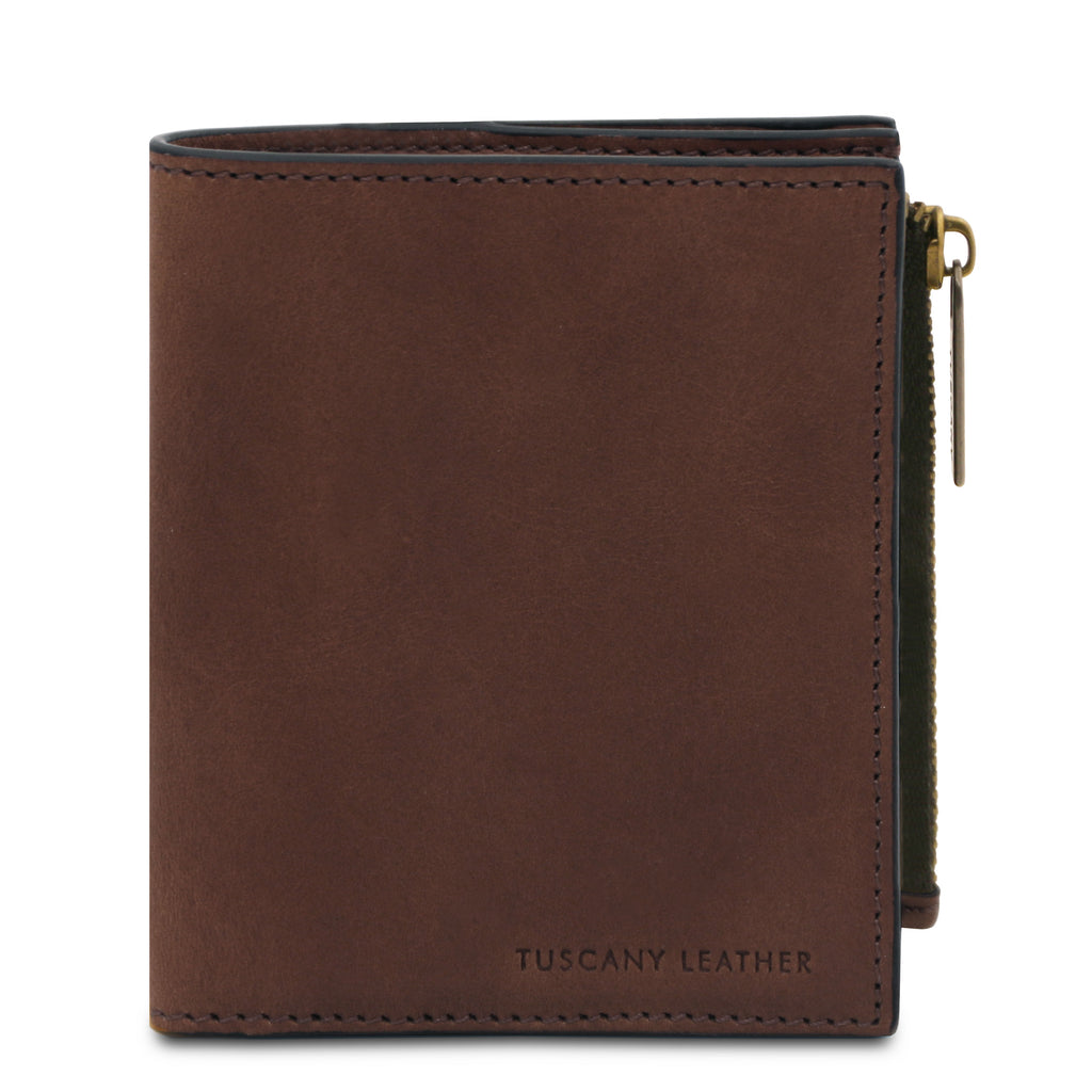 Portefeuille compact unisexe PRIMO en cuir pleine fleur