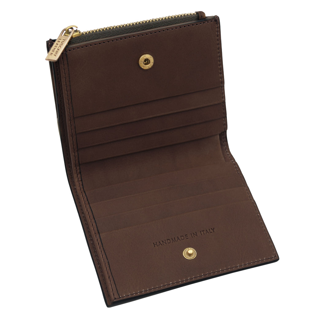 Portefeuille compact unisexe PRIMO en cuir pleine fleur