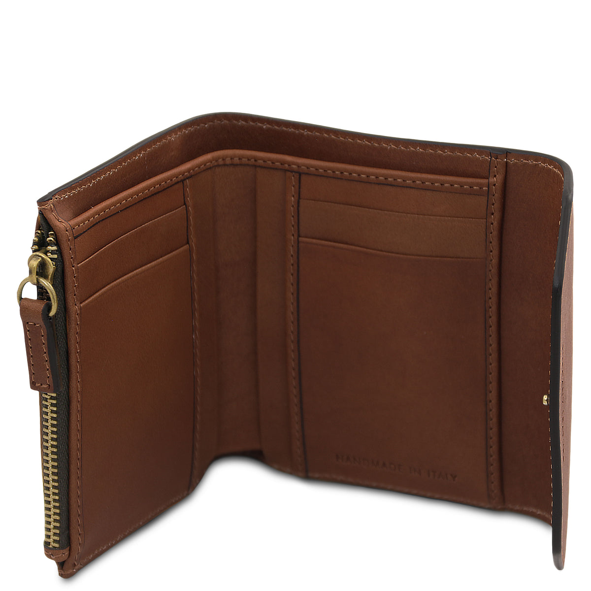 Portefeuille femme compact PRIMA en cuir pleine fleur