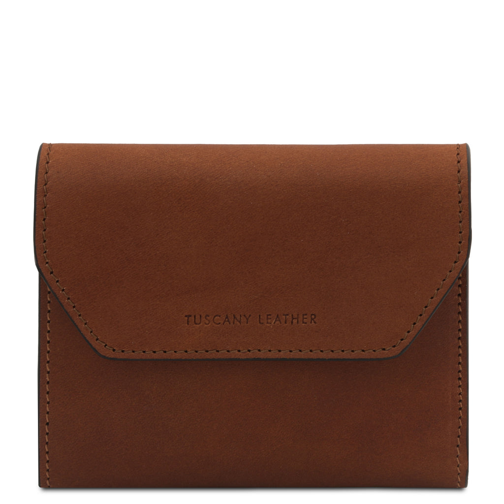 Portefeuille femme compact PRIMA en cuir pleine fleur