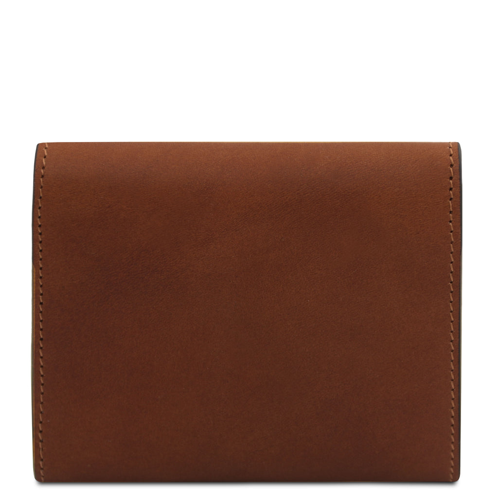 Portefeuille femme compact PRIMA en cuir pleine fleur