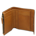 Portefeuille femme compact PRIMA en cuir pleine fleur