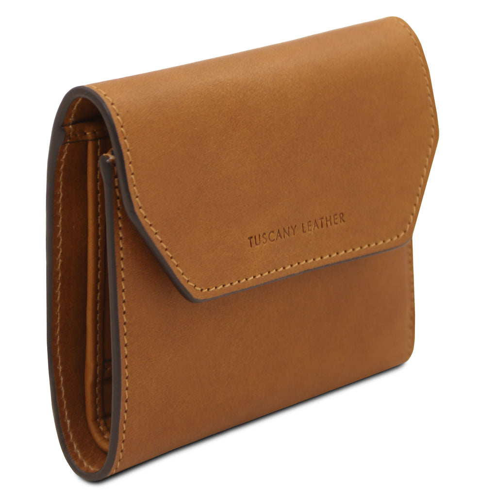 Portefeuille femme compact PRIMA en cuir pleine fleur