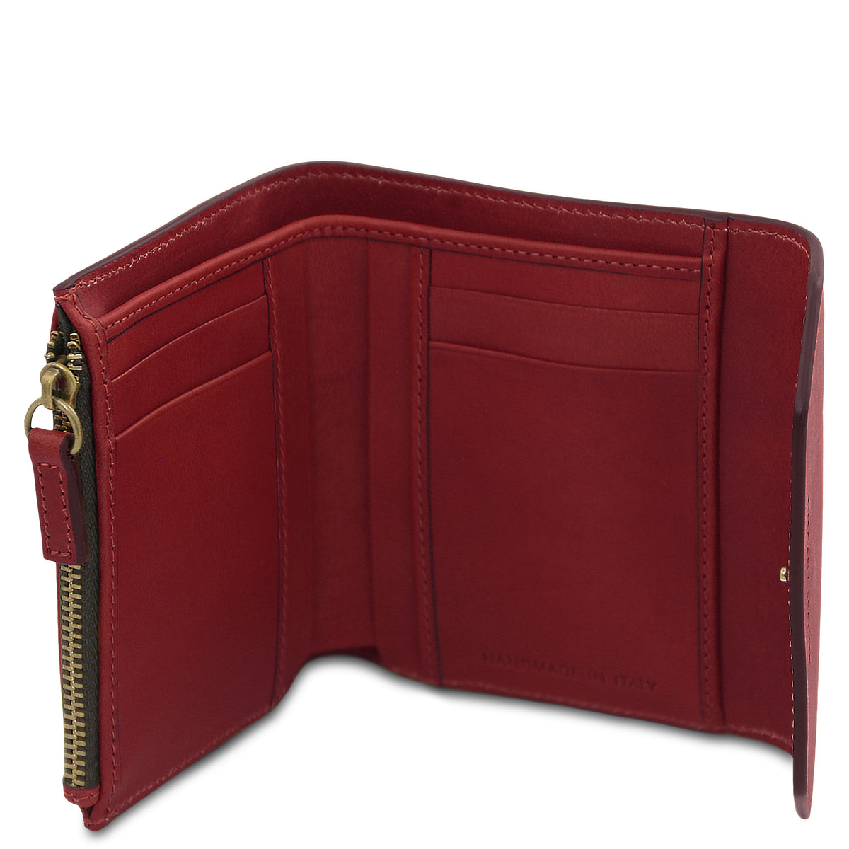 Portefeuille femme compact PRIMA en cuir pleine fleur