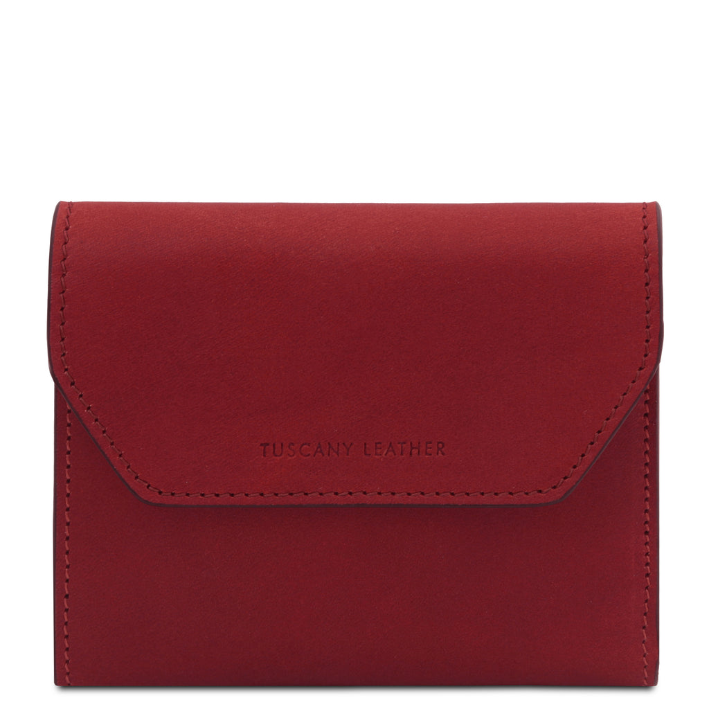 Portefeuille femme compact PRIMA en cuir pleine fleur