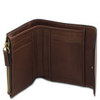 Portefeuille femme compact PRIMA en cuir pleine fleur