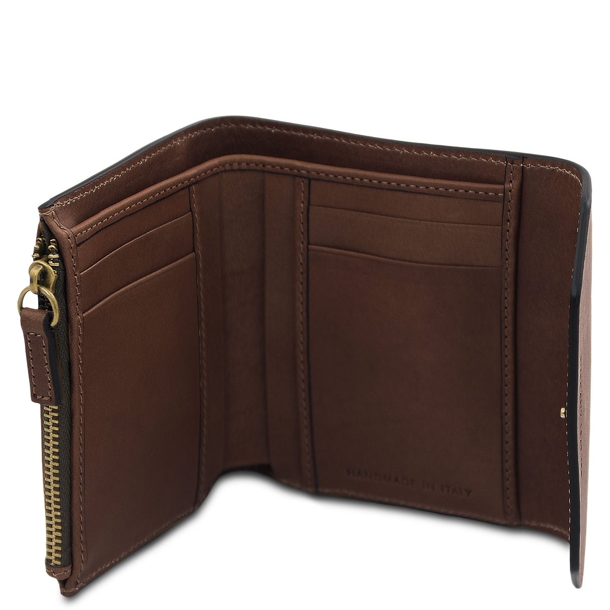 Portefeuille femme compact PRIMA en cuir pleine fleur