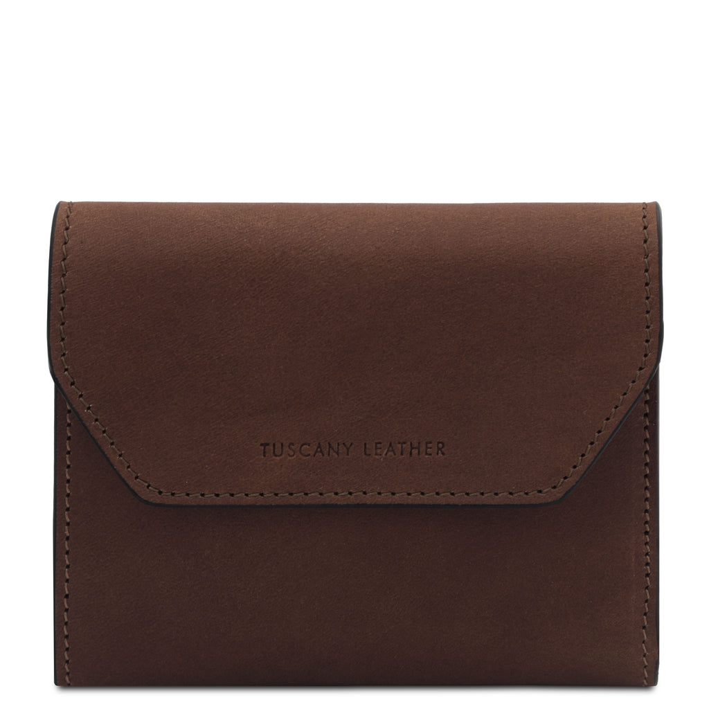 Portefeuille femme compact PRIMA en cuir pleine fleur