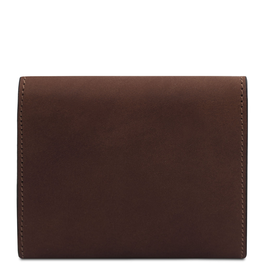 Portefeuille femme compact PRIMA en cuir pleine fleur