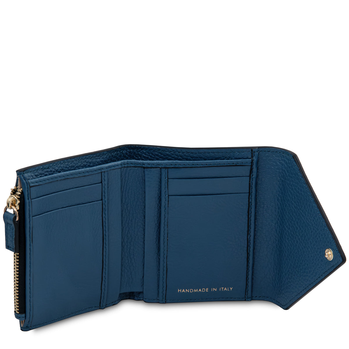 Portefeuille femme MAIL compact en cuir grainé à rabat