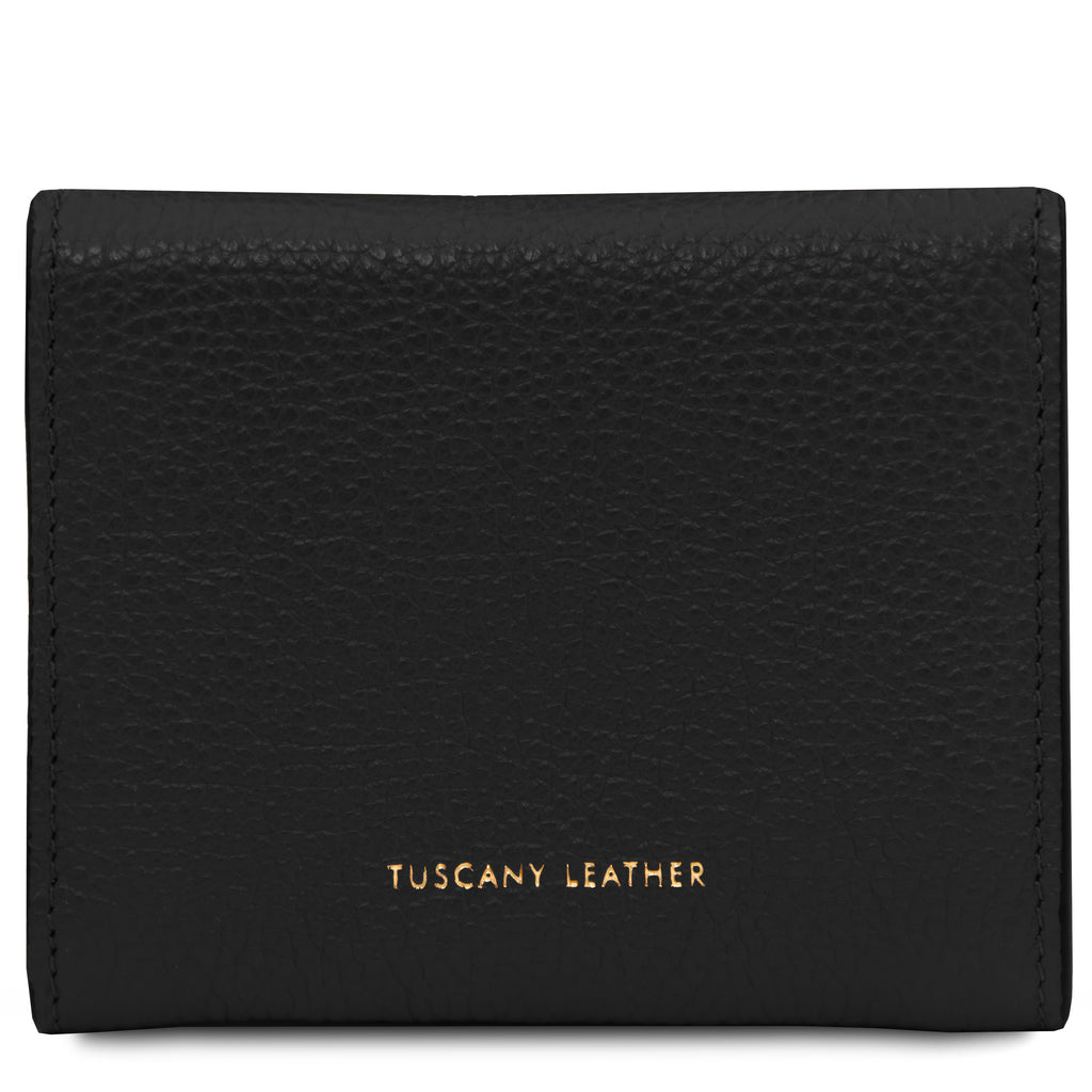 Portefeuille femme MAIL compact en cuir grainé à rabat