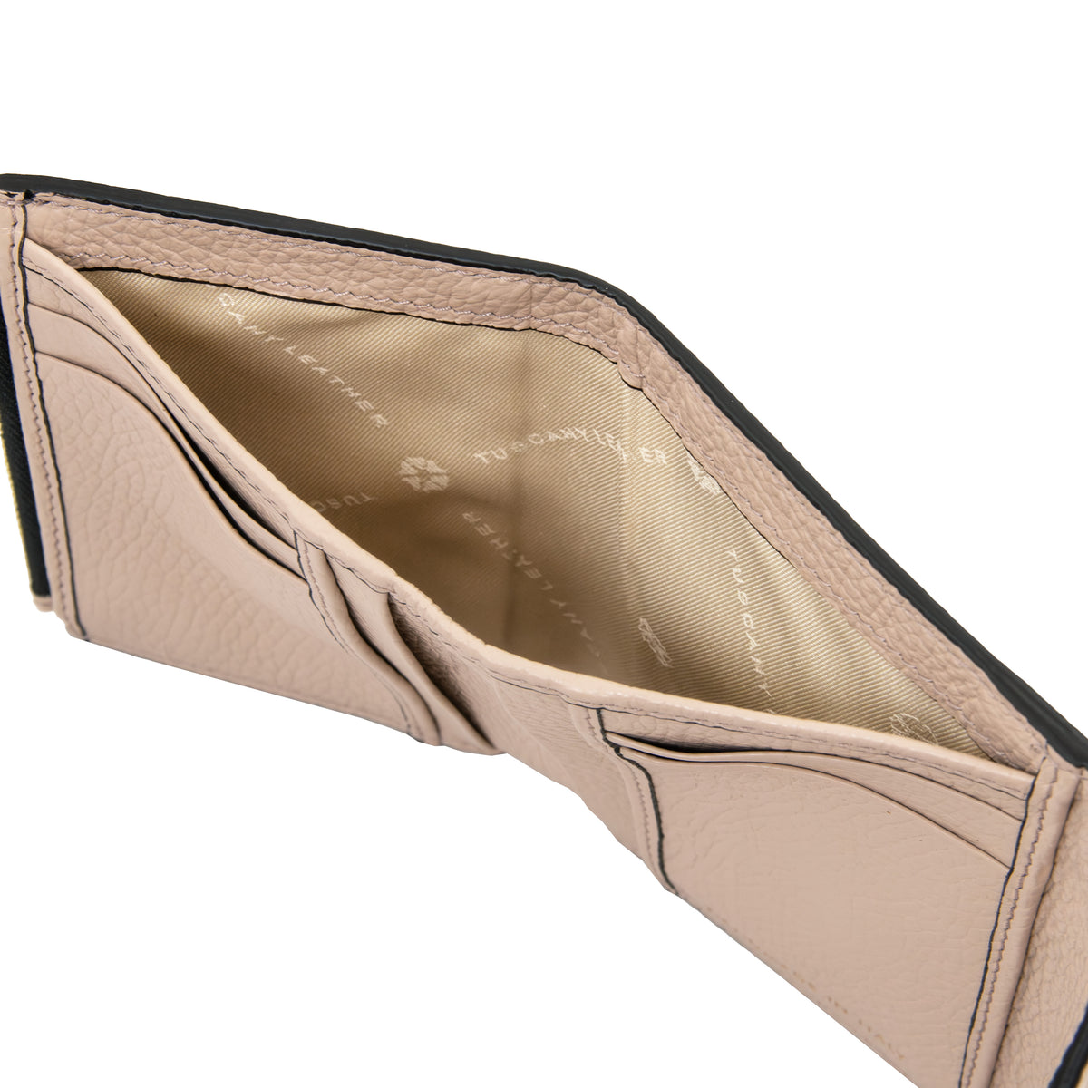 Portefeuille femme MAIL compact en cuir grainé à rabat