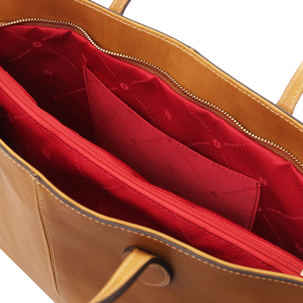 ESSENZA — Sac shopper en cuir pleine fleur