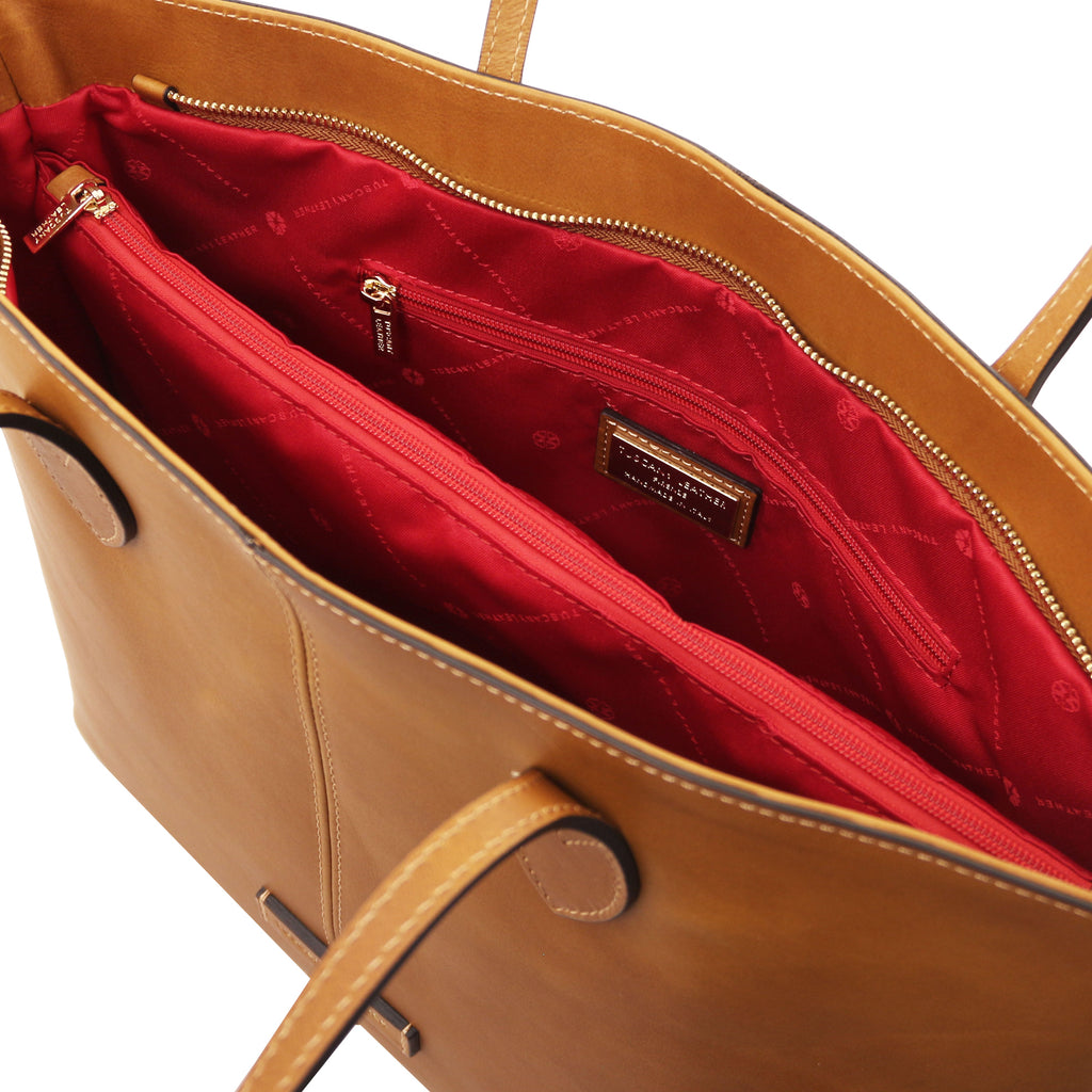 ESSENZA — Sac shopper en cuir pleine fleur