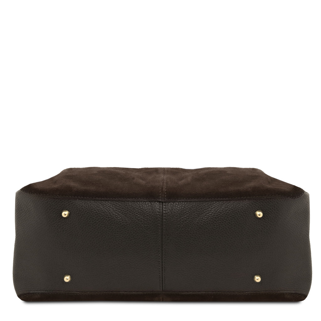 Sac shopping femme cuir suède souple A4 bandoulière ALLURE