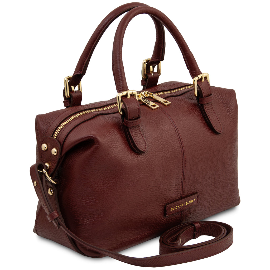 Sac à main bowling femme cuir grainé souple bandoulière RIBELLE