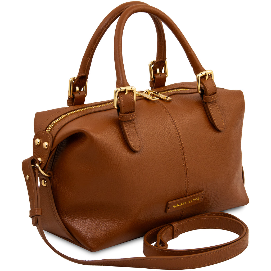 Sac à main bowling femme cuir grainé souple bandoulière RIBELLE