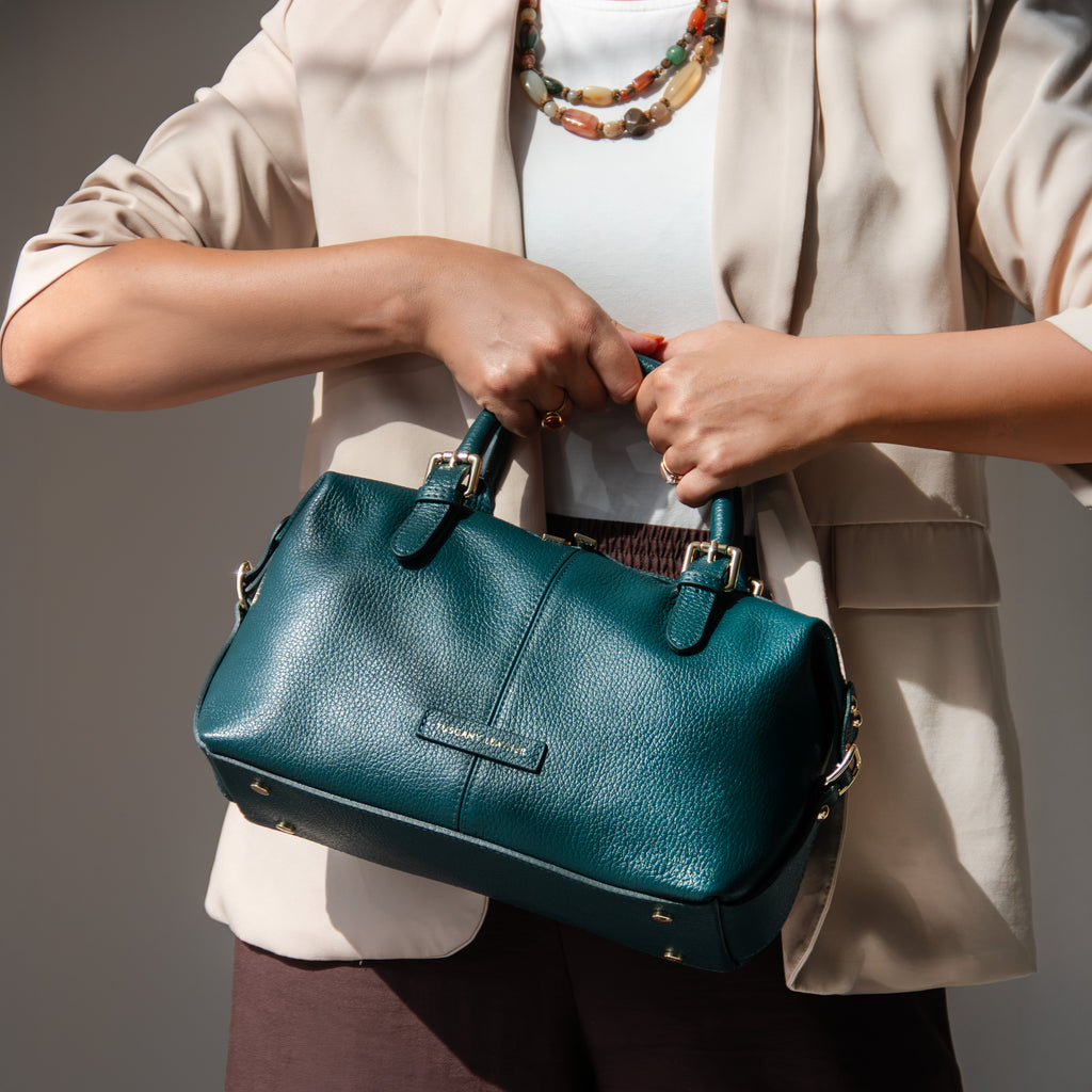 Sac à main bowling femme cuir grainé souple bandoulière RIBELLE